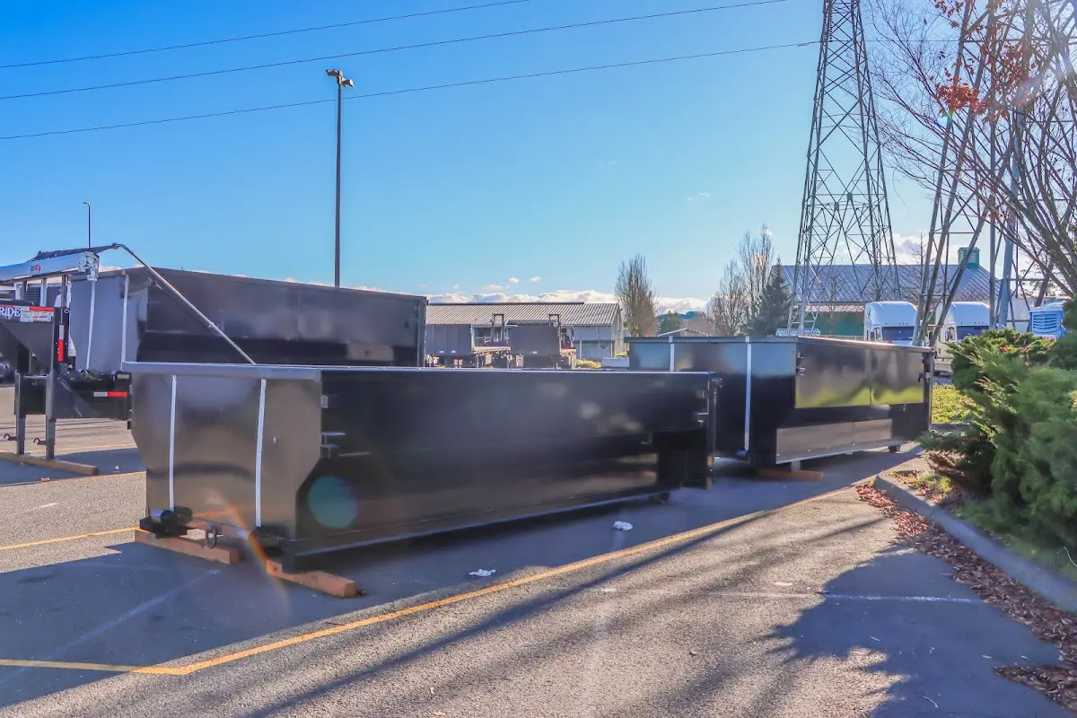 Roll-off dumpster ready for waste disposal at job site for 3 Yard Dumpster Rental in Moapa Valley